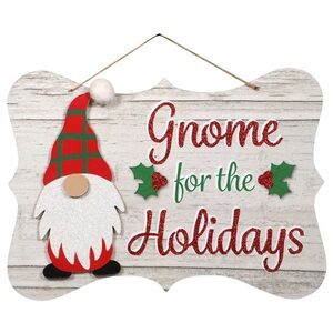Christmas House "Gnome for the Holidays" Hanging Wall Signs, 8x11.75 in.